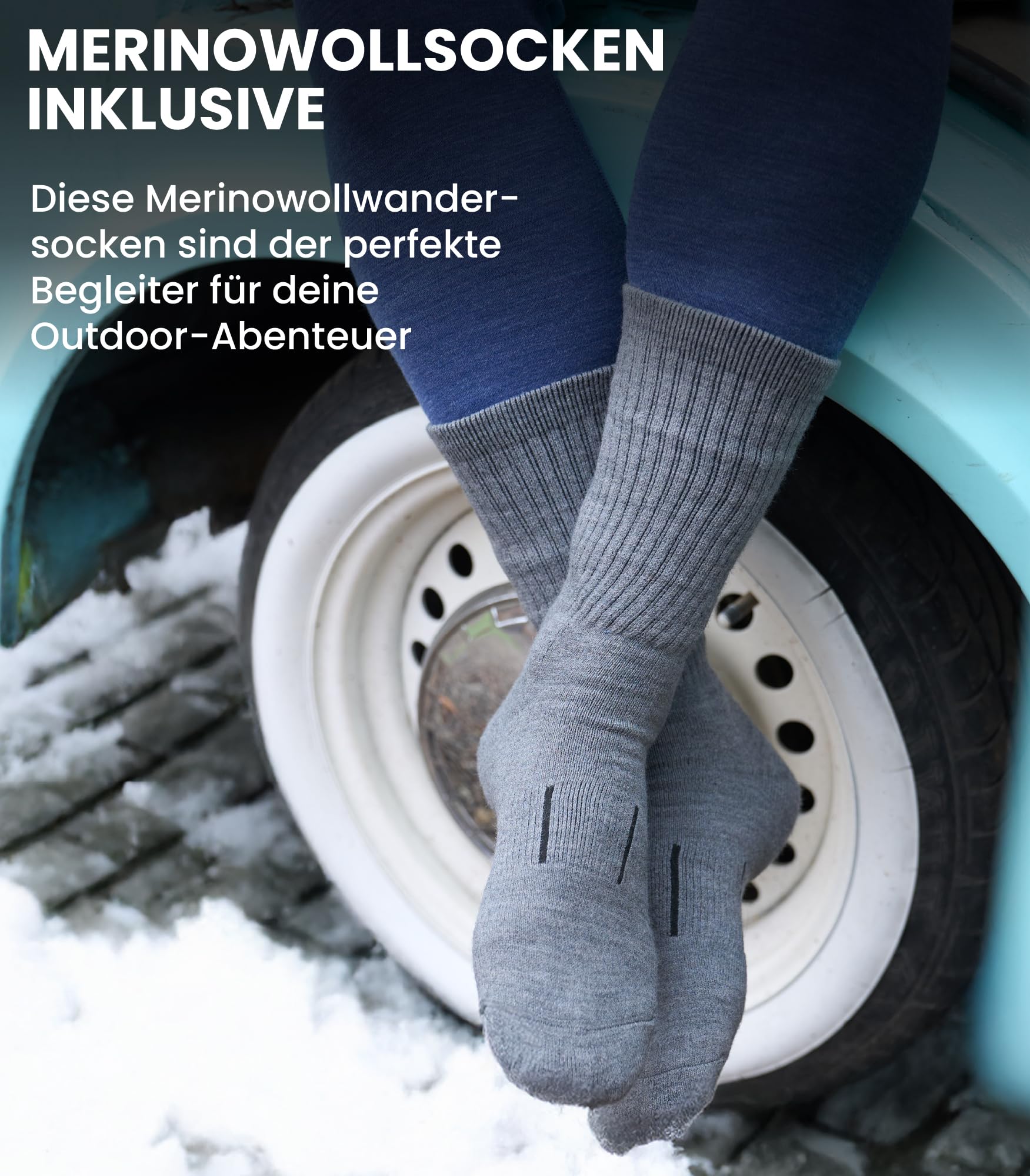 Premium Merino Shirt Herren Kurzarm - Thermooberteile 100% Merino Unterwäsche Herren + Wanderwollsocken (Medium, Black Ink) 5