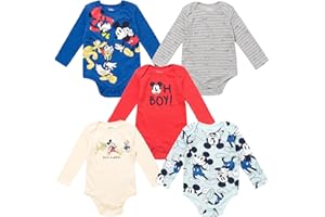 Disney Lion King Winnie The Pooh Nightmare Before Christmas Mickey Mouse Baby 5 Pack Bodysuits Newborn to Infant