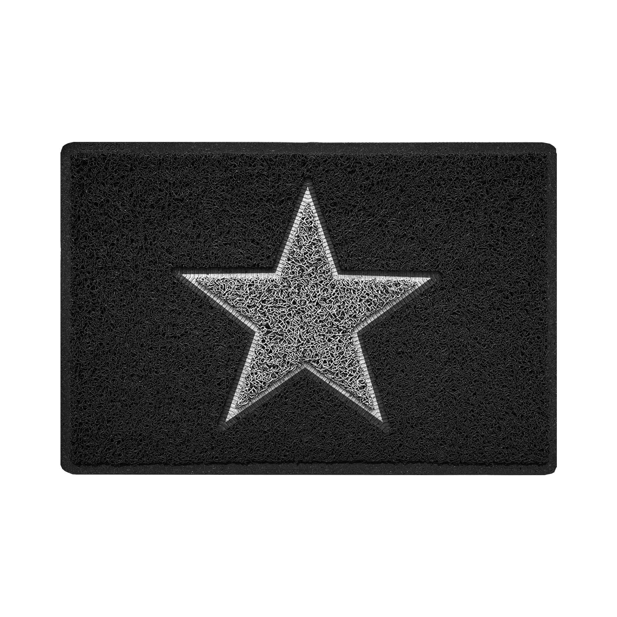 Nicoman STAR Door Mat｜Entrance Barrier Dirt-Trapper Floor Mat｜Patio Garden Conservatory Doormat｜Indoor Outdoor Matt｜Black with Grey Star, 60x40cm