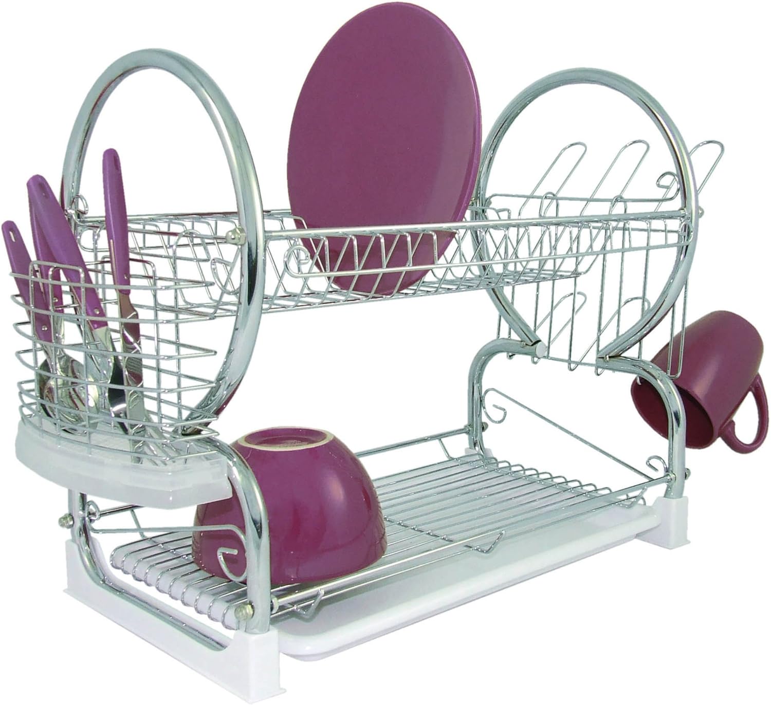 Premier Housewares White 2-Tier Dish Drainer