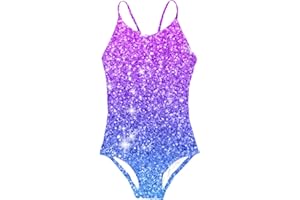 ACOCOPY Girls One Piece Swimsuit Cool Print Bathing Suit Sleeveless Beach Bikini Swimwear 3-12 Years