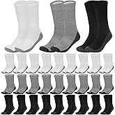 Usavemo 30 Pairs Mens Crew Athletic Socks Cushion Running Ourdoor Sports Work Socks for Men Size 10-13