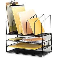Callas Mesh Desk Organizer with Three Trays and 5 Upright Sections (Black)
