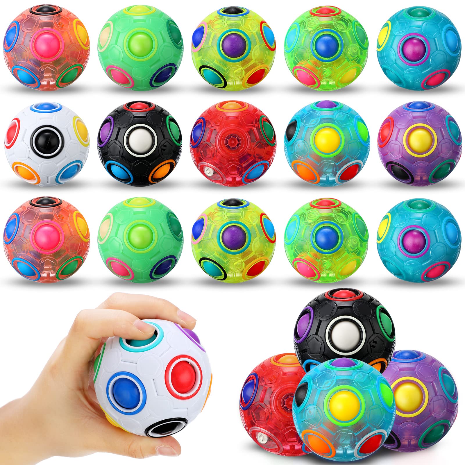Photo 1 of 20 Pcs Rainbow Puzzle Magical Fidget Ball Toys Stress Reliever for Teens and Adults, Boys and Girls, Birthday Christmas Stocking Stuffers Toy