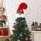 JellyArch Santa Hat Christmas Tree Topper with Holly Decor - Large (14.5 in) Red Santa Claus Hat - Christmas Tree Topper for Holiday Trees