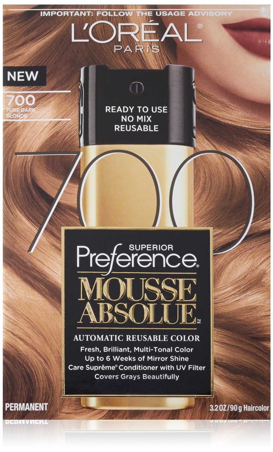 L'Oreal Paris Superior Preference Mousse Absolue, 700 Pure Dark Blonde (Pack of 2)