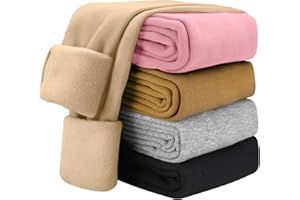 KEREDA Girls Fleece Lined Leggings Winter Warm Pants for Kids 3-14 Years