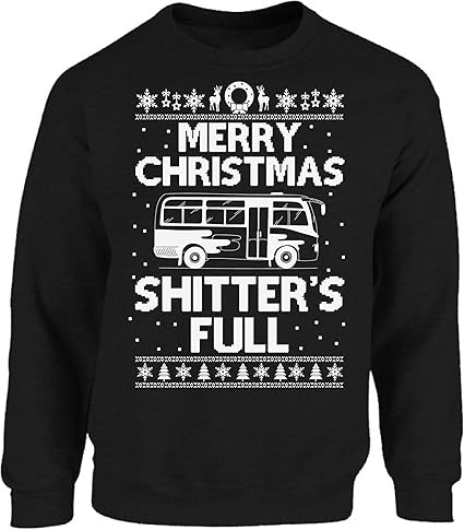 Vizor Shitters Full Sweatshirt Ugly Christmas Shitters Full Sweater at Amazon Menâs Clothing store