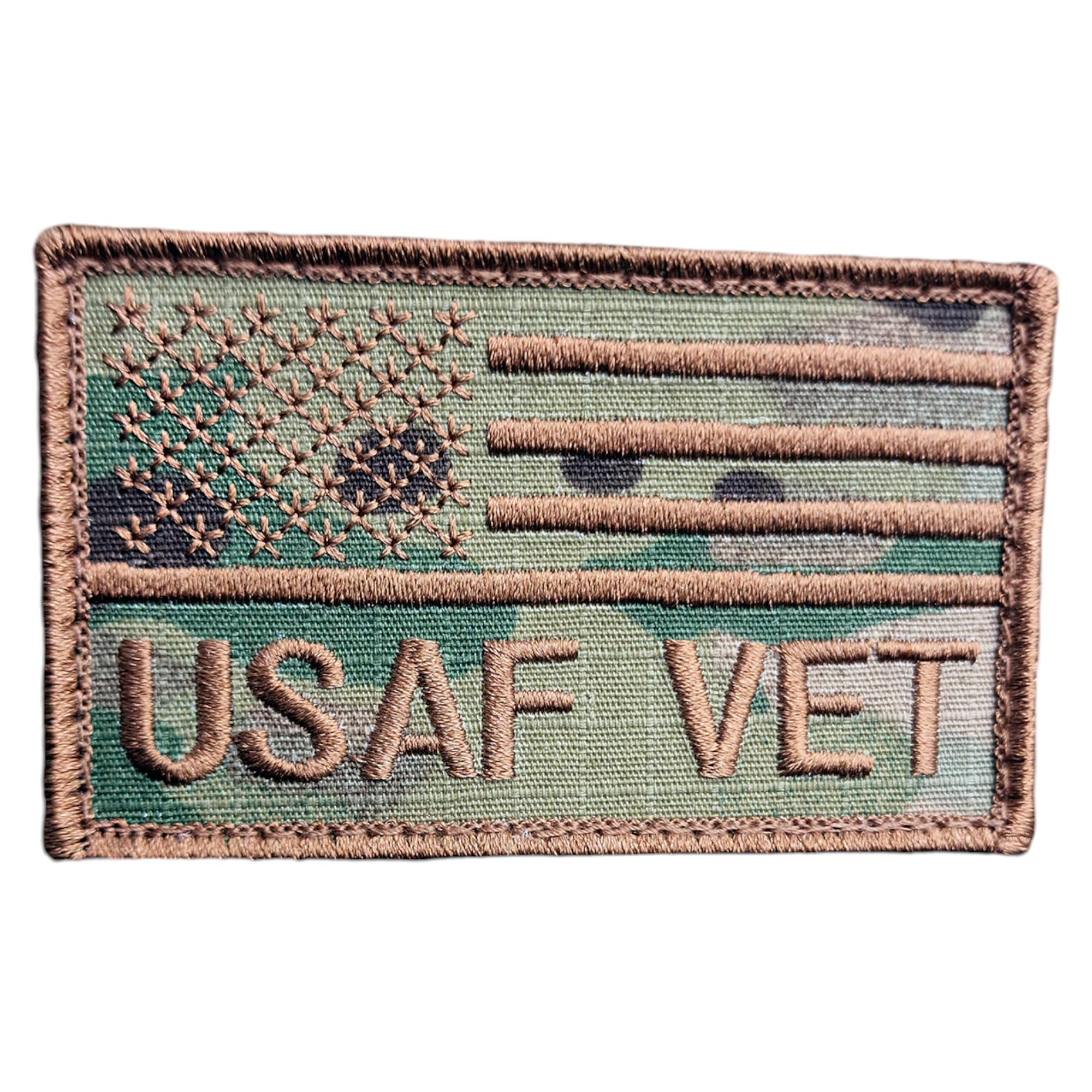 Multicam USAF Veteran Vet 2x3.25 US Air Forces Morale Tactical Touch Fastener Cap Patch