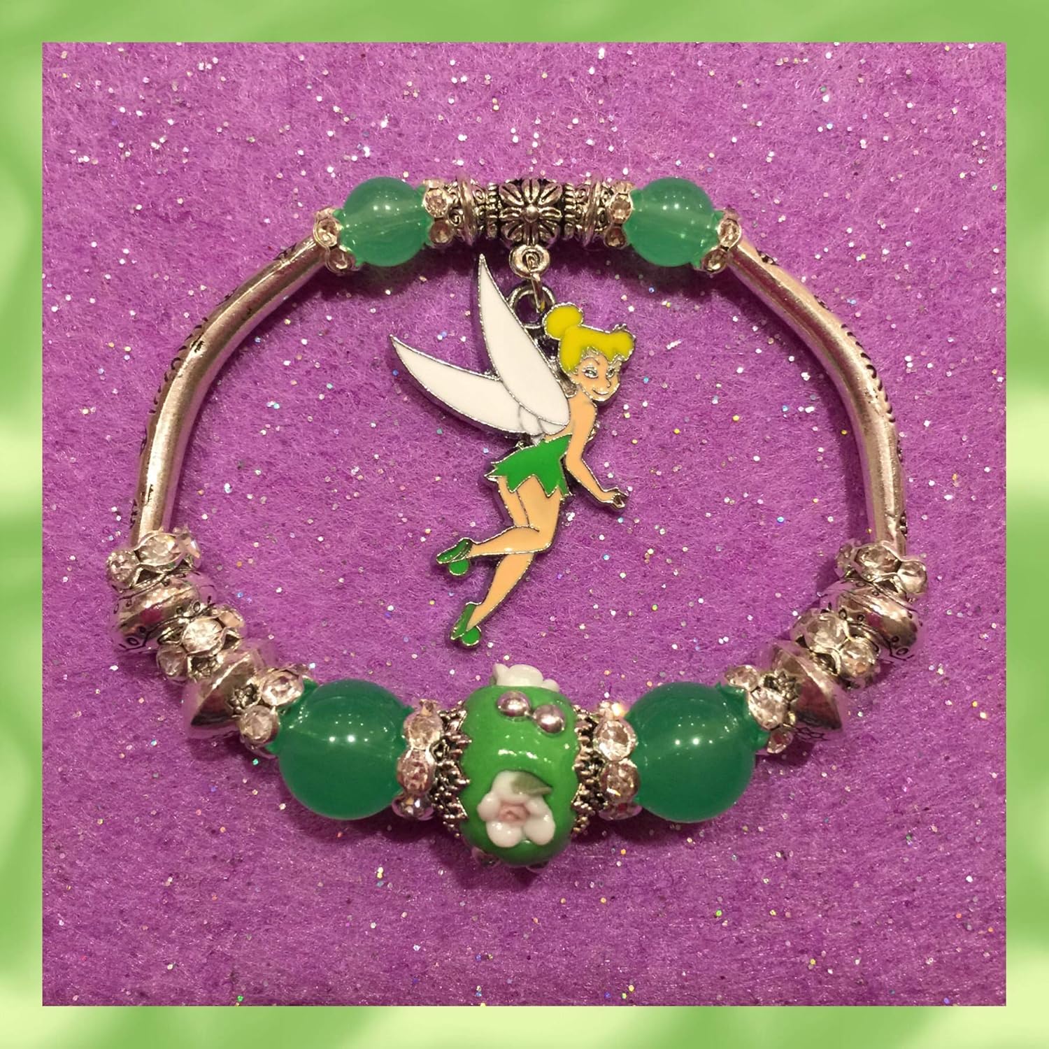 Disney Inspired Tinkerbell Beaded Stretch Bracelet Bangle