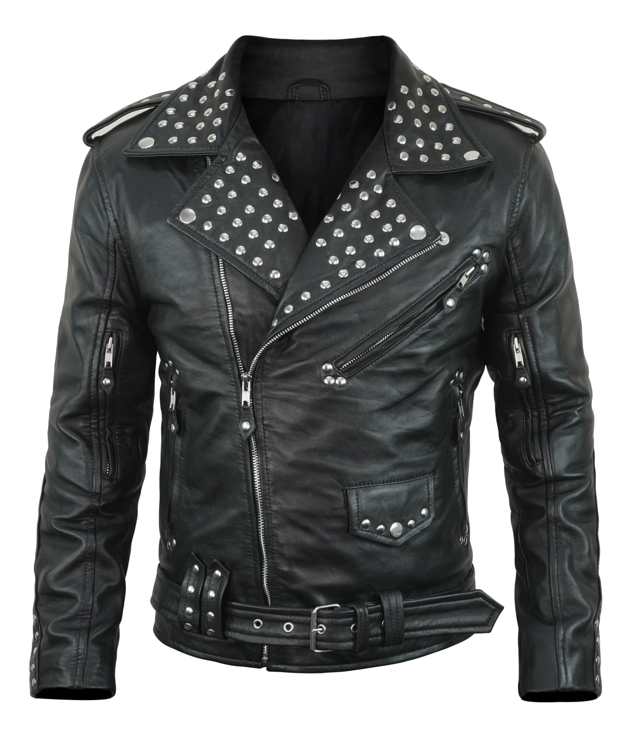 Photo 1 of STOREJEES Biker Jacket Men - Chaqueta De Cuero Para Hombre | Studded Jacket - Large