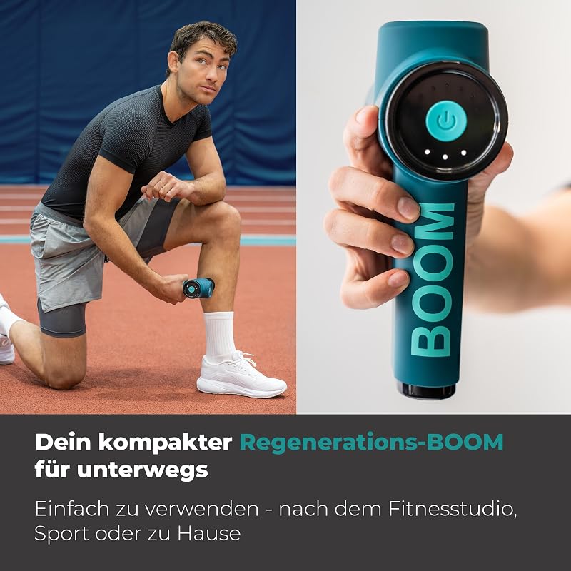 Antelope BOOM Massagepistole, kompakte Massage Gun mit 4 Aufsätzen, für Entspannung und Regeneration, kraftvolle Triggerpunktmassage, Muskelmassagegerät mit 5 Intensitätsstufen & Akku