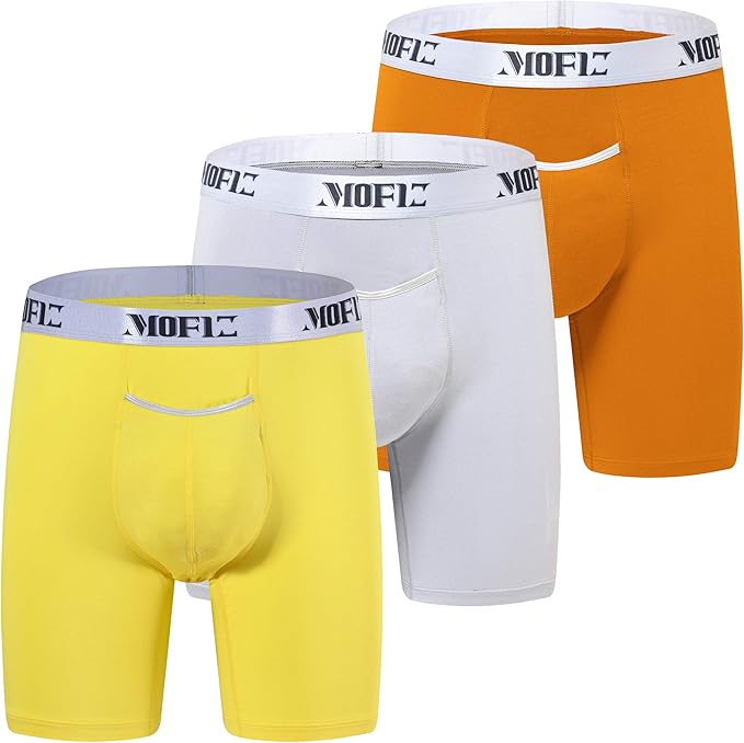 MoFiz Men's Boxer Briefs Underwear Bamboo Boxer Briefs Lightweight Long