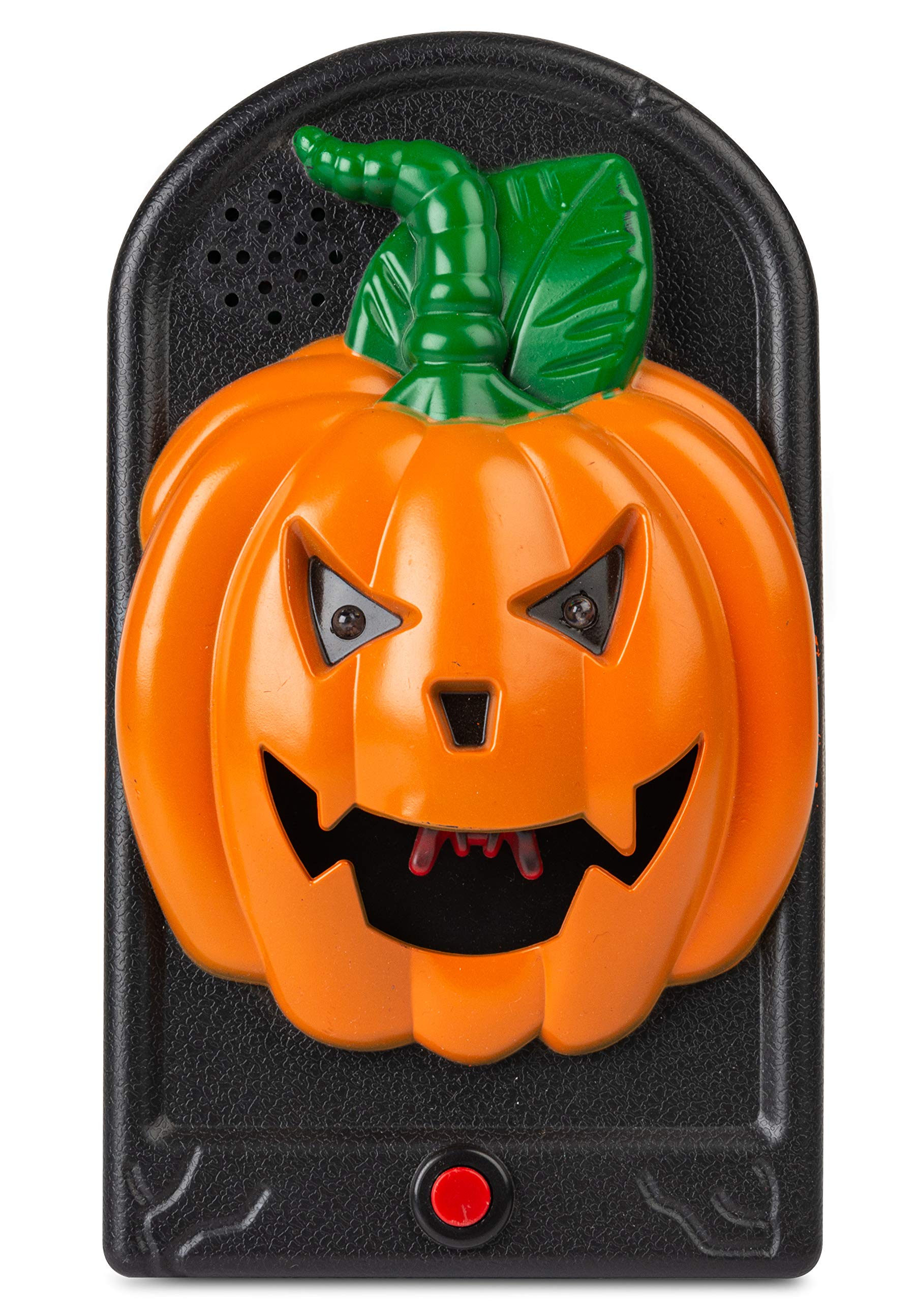 DSL Halloween Pumpkin Doorbell with Spider Surprise – Scary Flashing LED Lights Decoration, Ornament, Gift, Accessory with Spooky Spider for Indoor, Wall, Door, Home, Room, Party – Batteries Included