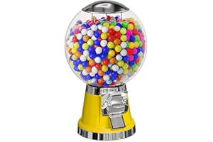 ACKSTAR Big Classic Gumball Machine with 50 Cent Coin Mech & Ball Globe 12" -Commercial Gumball Machine for Business. Big 12 in. Globe, More Capacity for Candy, Bubble Gum, Capsule, Bouncy Ball -Color YELLOW
