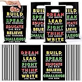 Andi Cppss Black History Party Favor Bags - 50PCS Black History Month Gift Bags with Handle Plastic Goodie Bags for Freedom Day African American Party Decor Treat Bag for Red Yellow Green Party Favors