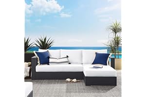 Modway Tahoe Modular Aluminum 2-Piece Outdoor Patio Furniture Gray White, Right-Facing Sectional Sofa Set with Weather-Resistant Cushions, Ideal for Deck, Backyard, Poolside