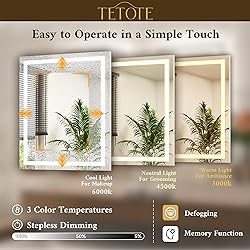 TETOTE LED Bathroom Mirror with Lights 40 x 32