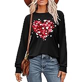 VVNTY Valentine Shirts for Women: Cute Love Graphic Tee Long Sleeve Heart Tops