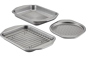 Circulon Total Bakeware Nonstick Toaster Oven & Personal Pizza Pan Baking Set, 4-Piece