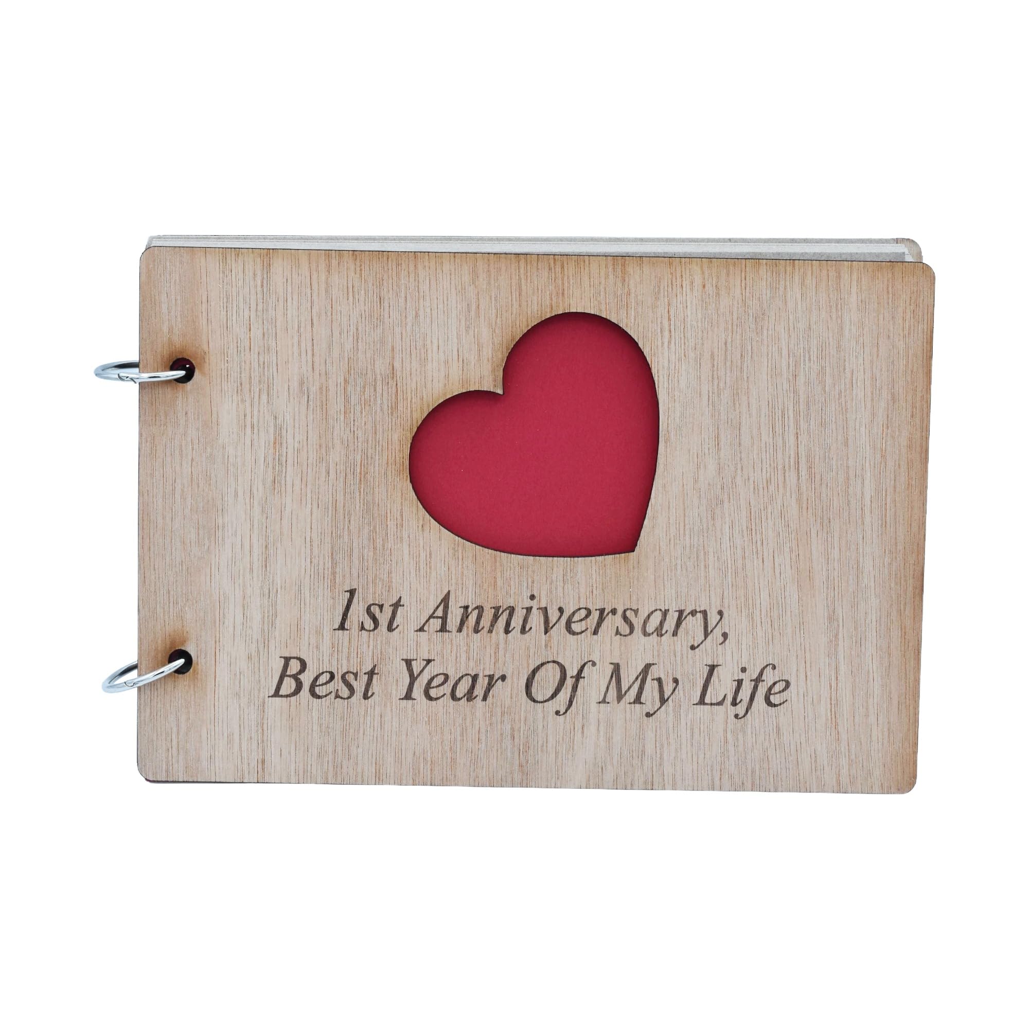 Paper Anniversary Scrapbook Gift Idea Engraved With 'First Anniversary, Best Year Of Our Life.