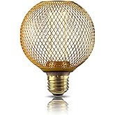 Harwez Decorative LED Light Bulb, Golden Metal Mesh Cover, E26 Medium Base, LED Lights for Bedroom Floor Lamp, Ceiling Light Fixture & Table Lamp, 3.5W Dimmable, 2200K Very Warm White Glow Bulbs