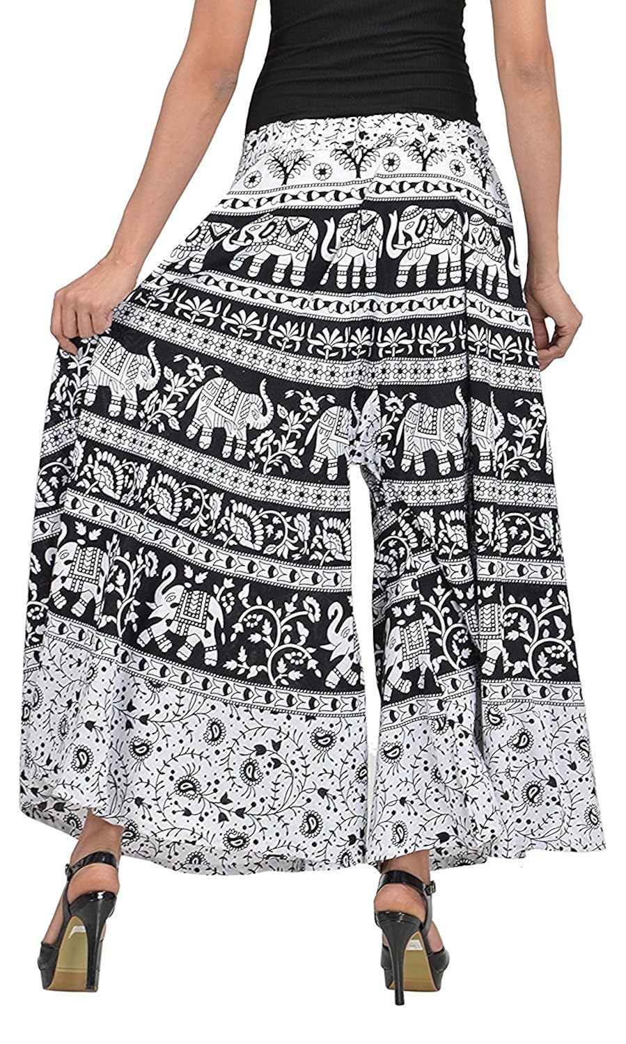 chanchal women;s printed cotton plazoo (chanchal_print_black_free_size)