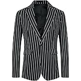 Lars Amadeus Stripes Blazers for Men's Slim Fit Single Breasted Business Color Block Sports Coat