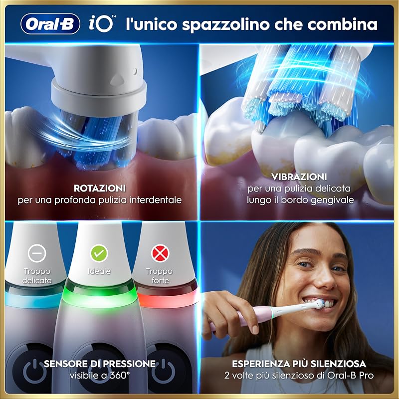 iO 9 Spazzolino Elettrico Ricaricabile, 1 Testine di Ricambio, Rosa