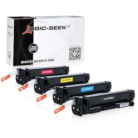 Logic-Seek® 4 Toner kompatibel zu HP Color Laserjet Pro 200 M252dw M252n Farblaserdrucker zu CF400X CF401X CF402X CF403X, Sch