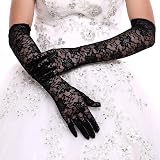 IRYNA Long Lace Gloves Black Elbow Length Opera Silk Hand Sleeves view 7