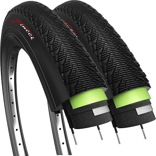 Fincci Paar 26 x 1,95 Zoll 53-559 Slick Reifen mit 2,5 mm Pannenschutz 60 TPI für Cityräder Rennräder Mountain MTB Hybrid Fahrrad (2er Pack)