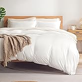 Sonive Queen Duvet Cover Set, Jersey Knit 3 Pieces Bedding Comforter Sets 1 Duvet Cover with 2 Pillow Shams, Breathable Comforter Cover wiht 8 Corner Ties, Super Soft Duvet Cover, White