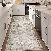 WondRg 3x7 Washable Runner Rug Brown Grey Abstract Hallway Kitchen Throw Rug Neutral Modern Non Slip Soft Low Pile Carpet for Bathroom Laundry Bedroom Living Room