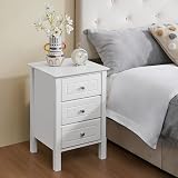 Yaheetech Bedside Table 3-Drawer Wood Nightstand 40x40x60cm White view 7