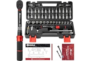 XEIMILE 51Pcs Bike Torque Wrench Set,1/4" Drive 20-260 In.Lb/2.3-29.4Nm,Inch Pound Click Torque Wrench,72T Dual Direction 3% Precision Adjustable Small Torque for Bicycle,Motorcycle,Car,Lug Nut