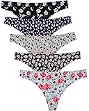 VOENXE Seamless Thongs for Women No Show Thong Underwear Women 5-10 Pack