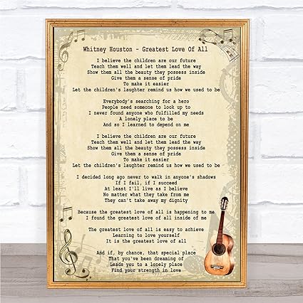 Whitney Houston Lamina Impresa Con Texto En Ingles Greatest