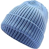 ACTLATI Kids Merino Wool Beanie Hat Winter Boys Girls Ribbed Knit Beanies Caps Unisex Cuffed Skull Caps 7-14 Years