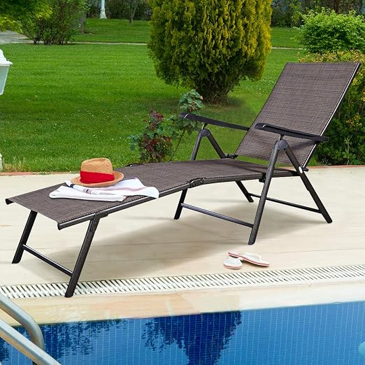 Amazon Com Happygrill Patio Lounge Chair Chaise Adjustable Backrest Ergonomic Shape Wicker Rattan Lounger Kitchen Dining