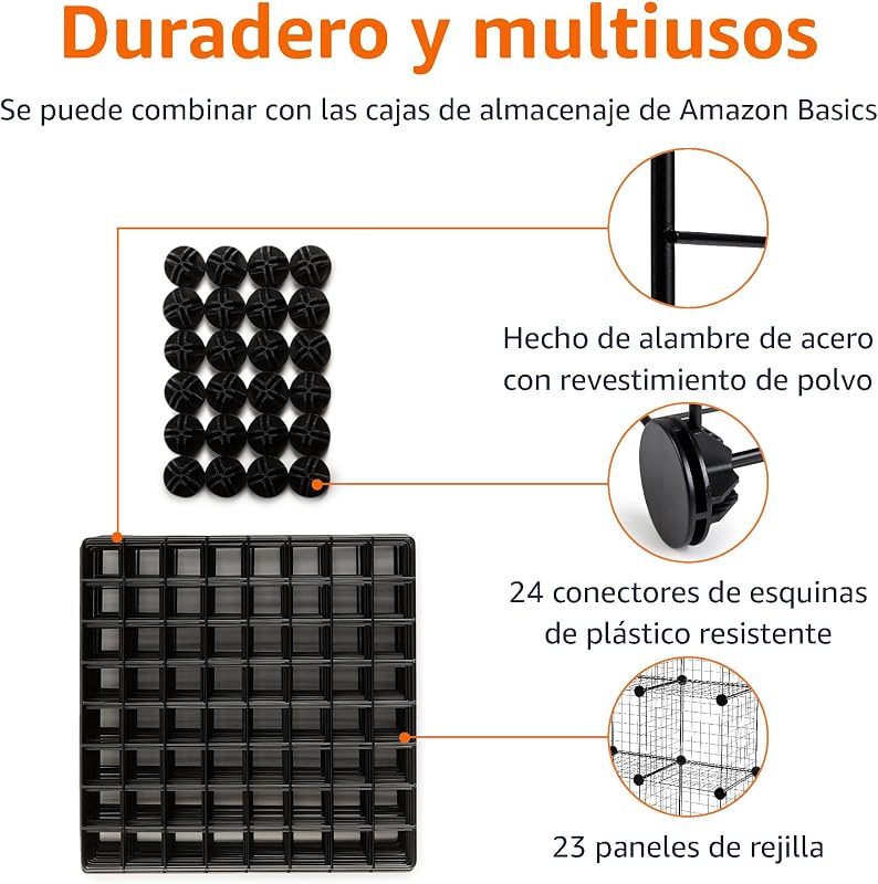 Amazon Basics Prateleiras empilháveis de grade de arame compostas por 6 cubos, 66 x 32 x 96,5 cm, cor preta