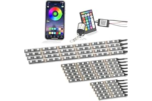 16pcs Motorcycle LED Light Kit, QIRUIMY Motorcycle Lights Underglow Kit with APP/IR/RF Wireless Remote Control, Bluetooth Neon Lights Strips for Harley Davidson Honda Kawasaki Suzuki
