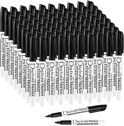 Volcanics Black Dry Erase Markers Low Odor Fine Tip 80 Count Whiteboard Markers