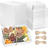 50 Pack Paper Charcuterie Boxes with Clear Lids,7 x 5 inches Disposable To Go Food Containers,Bulk Bakery Dessert Box with Br