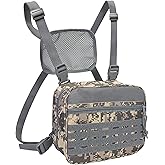 SUNRISING Tactical Chest Rig Bag Modular Tool Bag Tactical Molle Management Bag Detachable Magazine Pouches Plate with Strap Large Capacity Men's Chest Bag for Hunting Running Fly Fishing