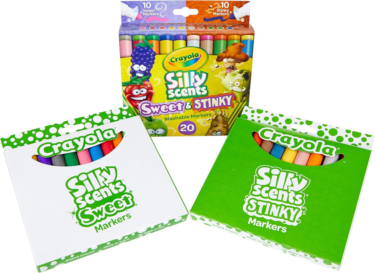 Crayola Silly Scents Sweet & Stinky Scented Markers, 20Count, Washable Markers, Gift for Kids, Age 3, 4, 5, 6: Toys & Games
