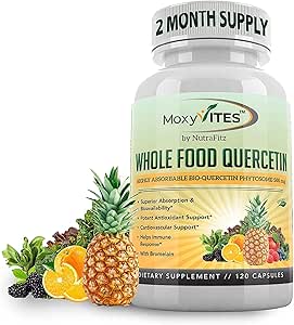 Quercetin 500mg with Bromelain Supplement, Bioactive Phytosome Complex, Pure Organic Whole Food Seasonal Support, Healthy Inflammatory Response, Antioxidant, 20X Absorption &amp; Bioavailability-120 Caps