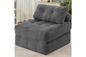HABUTWAY Folding Sofa Bed, Convertible Sleeper Chair Bed w/Dual-Pillow & Handle, Foldable Floor Sofa Lounge w/Back Support for Living Room, Bedroom, Apartment, Office, Single, Grey