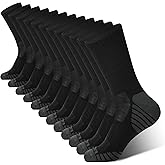 BAMBOO COOL Men's Crew Socks Athletic Running Sports Socks, Cushioned Moisture Wicking, Breathable Arch Support 6 Pack