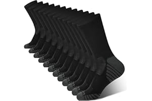 BAMBOO COOL Men's Crew Socks Athletic Running Sports Socks, Cushioned Moisture Wicking, Breathable Arch Support 6 Pack